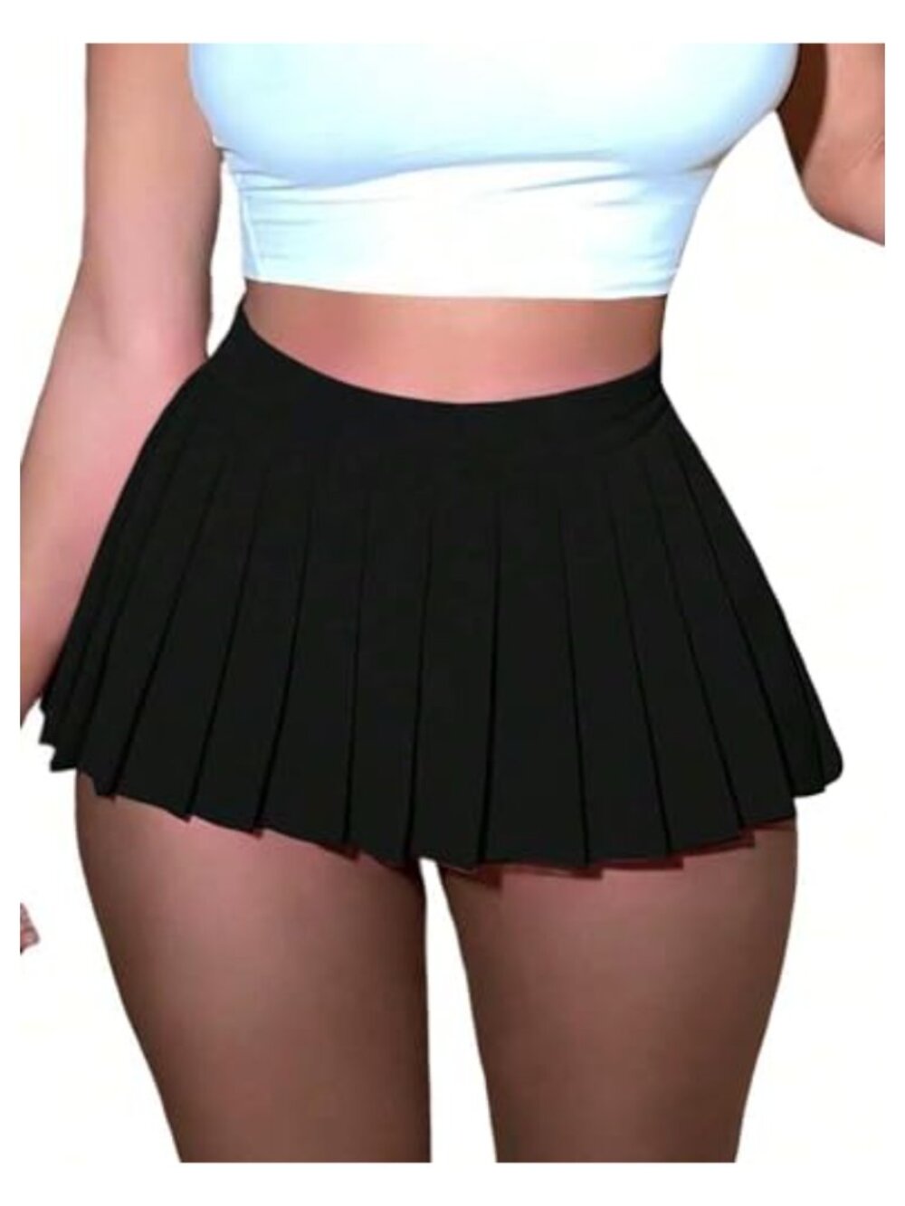 Women's Pleated Mini Skirt High Waist A-Line Polyester Spandex Clubwear